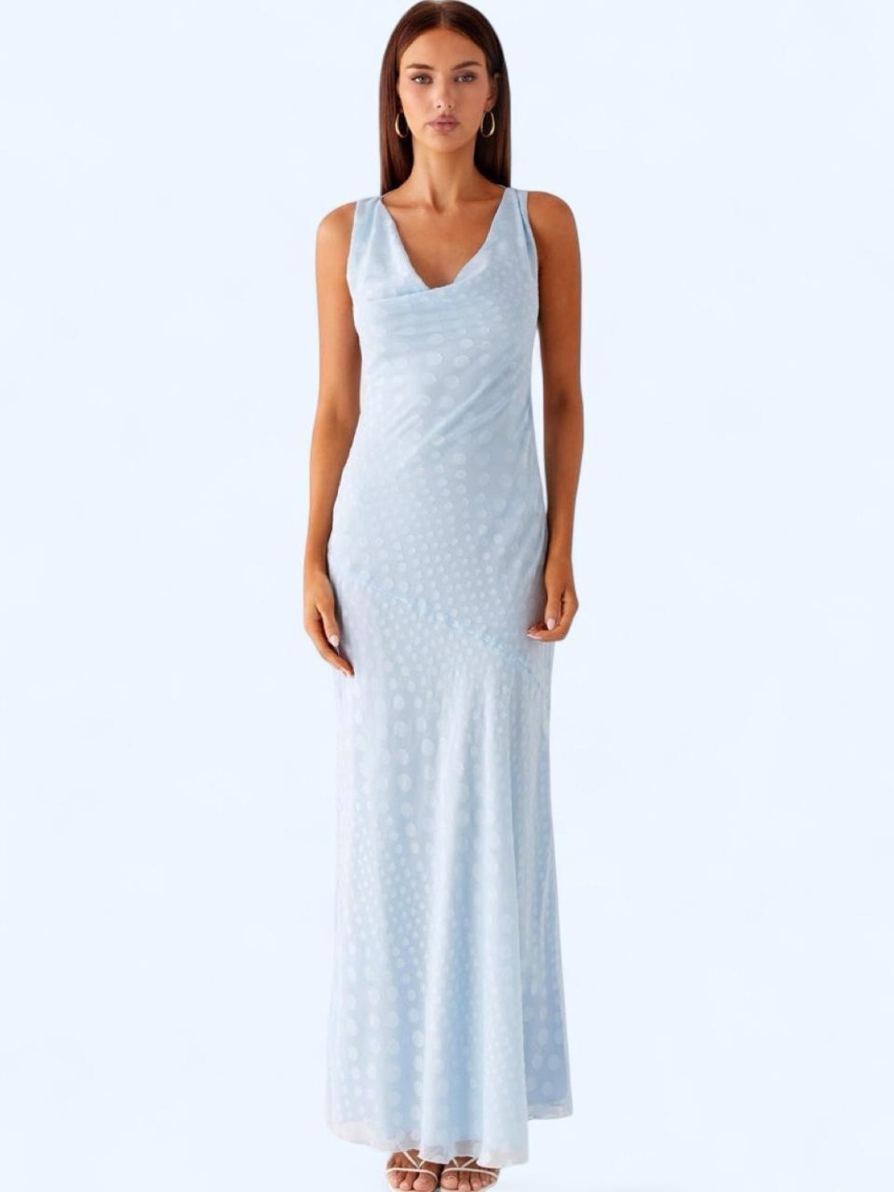 Peppermayo Light Blue Sleeveless Cowl Neck Maxi Dress